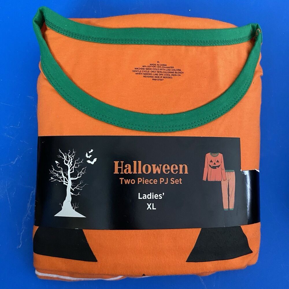 Halloween Jack O Lantern 2 Piece Pajama Set Women's Size XL NEW